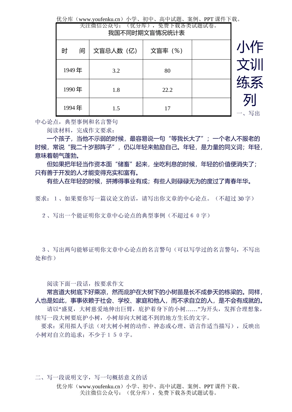 初中九年级语文复习小作文训练序列试卷_第1页
