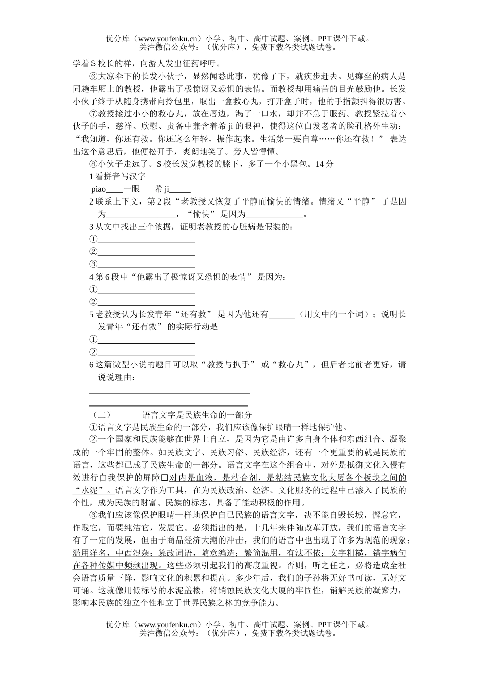 初中九年级语文初第二学期期中考试卷_第2页