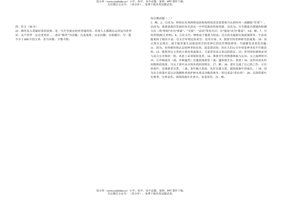 初中九年级语文总复习专题训练试卷_第3页