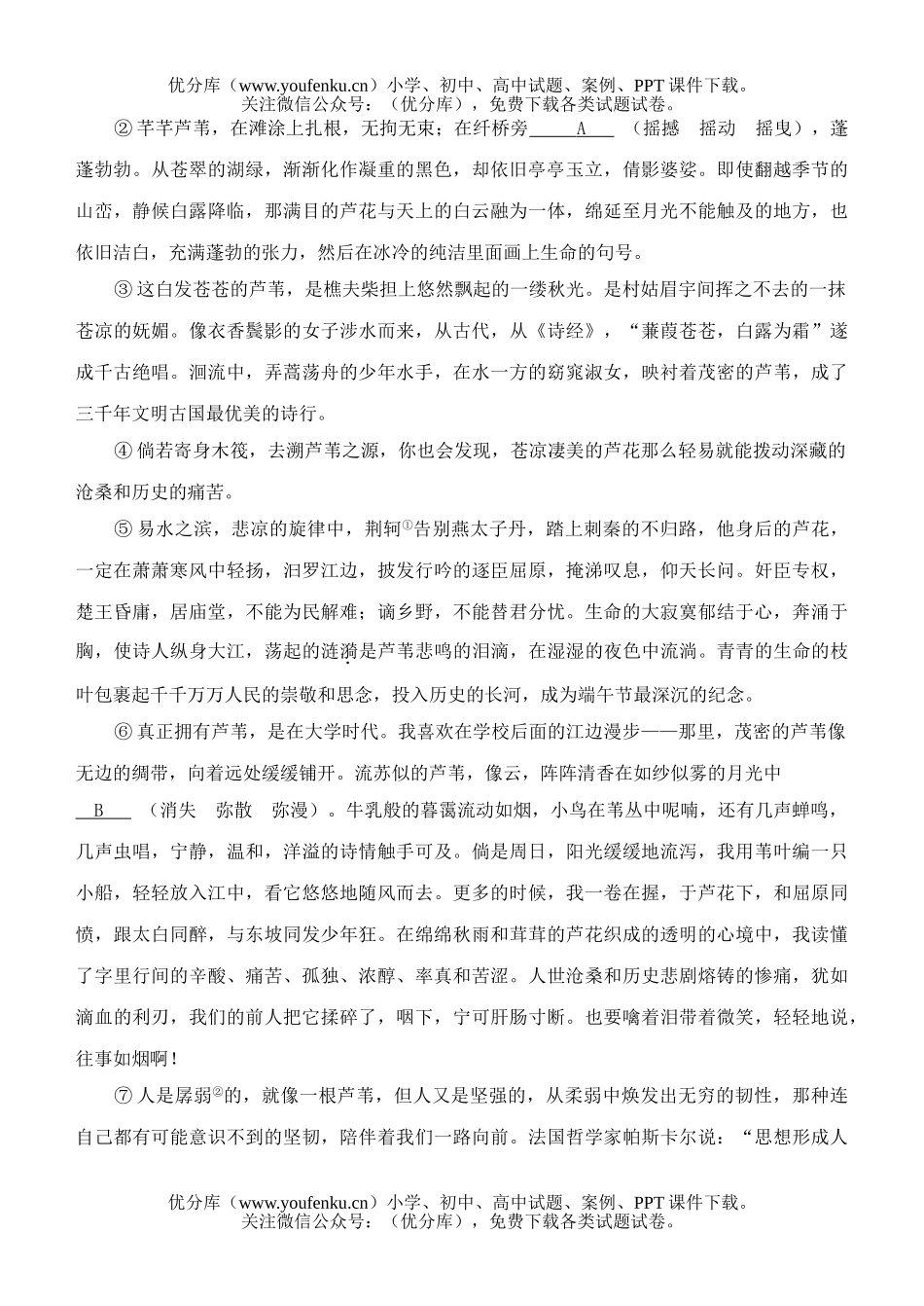 初中九年级语文学业考试卷_第2页