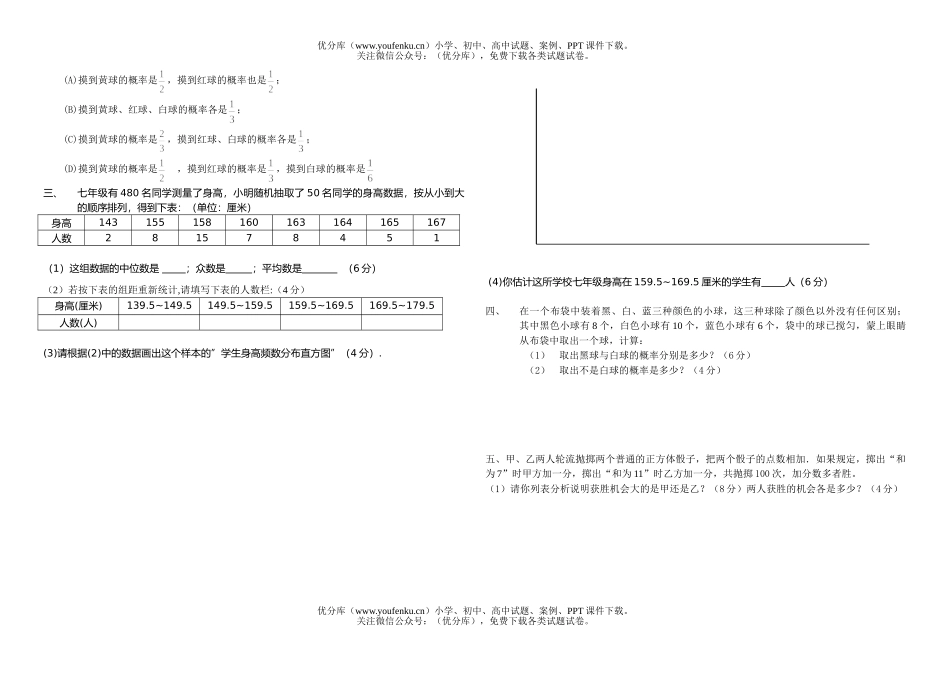 初中九年级数学《样本与总体》单元测试卷_第2页