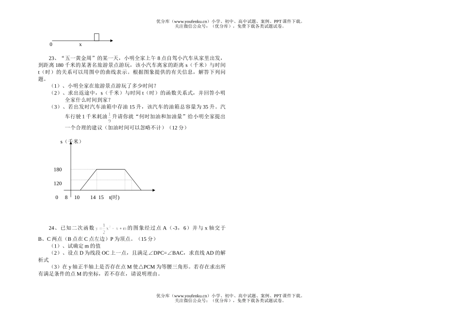 初中九年级数学(代数测试)试卷_第3页