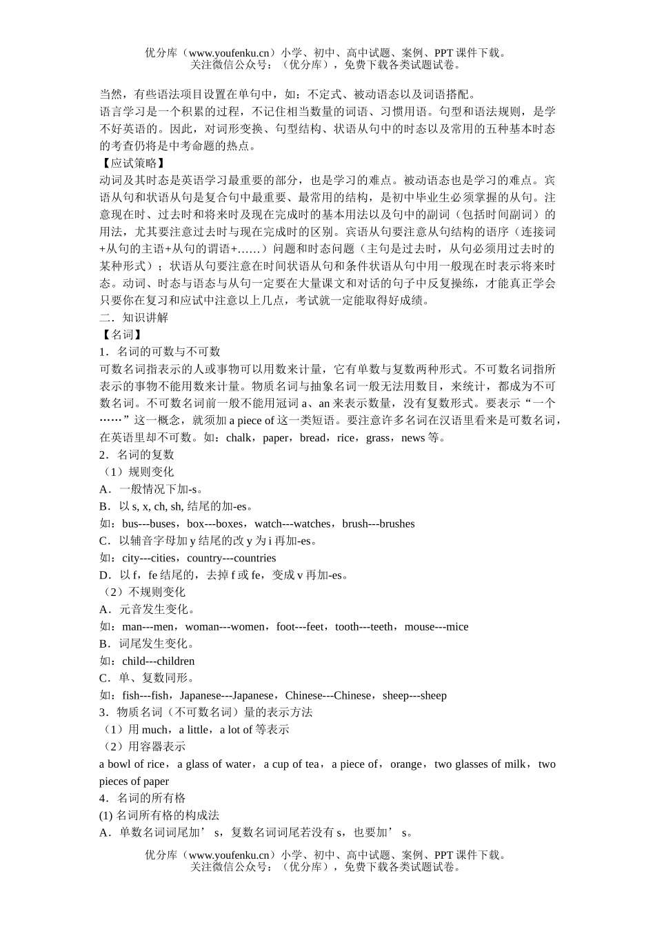 初中九年级英语语法讲解和分类练习试卷_第2页