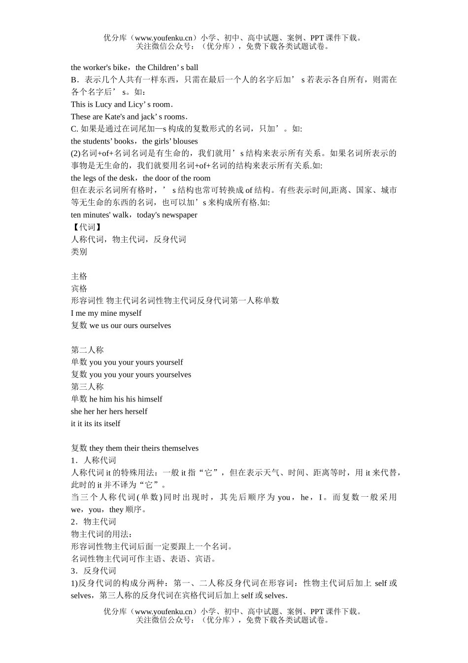 初中九年级英语语法讲解和分类练习试卷_第3页