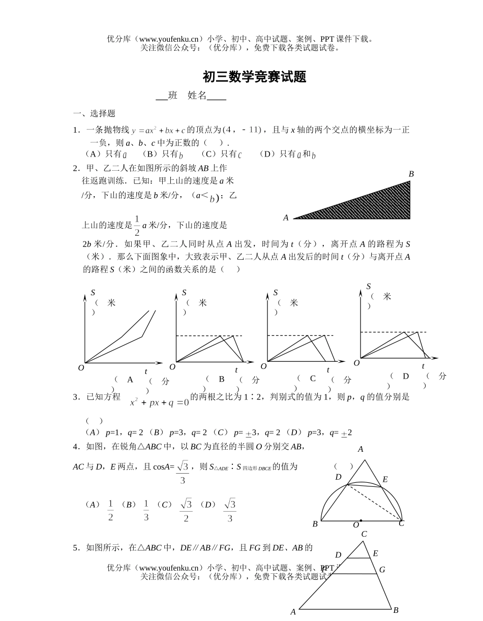初中九年级数学竞赛[下学期]试卷_第1页