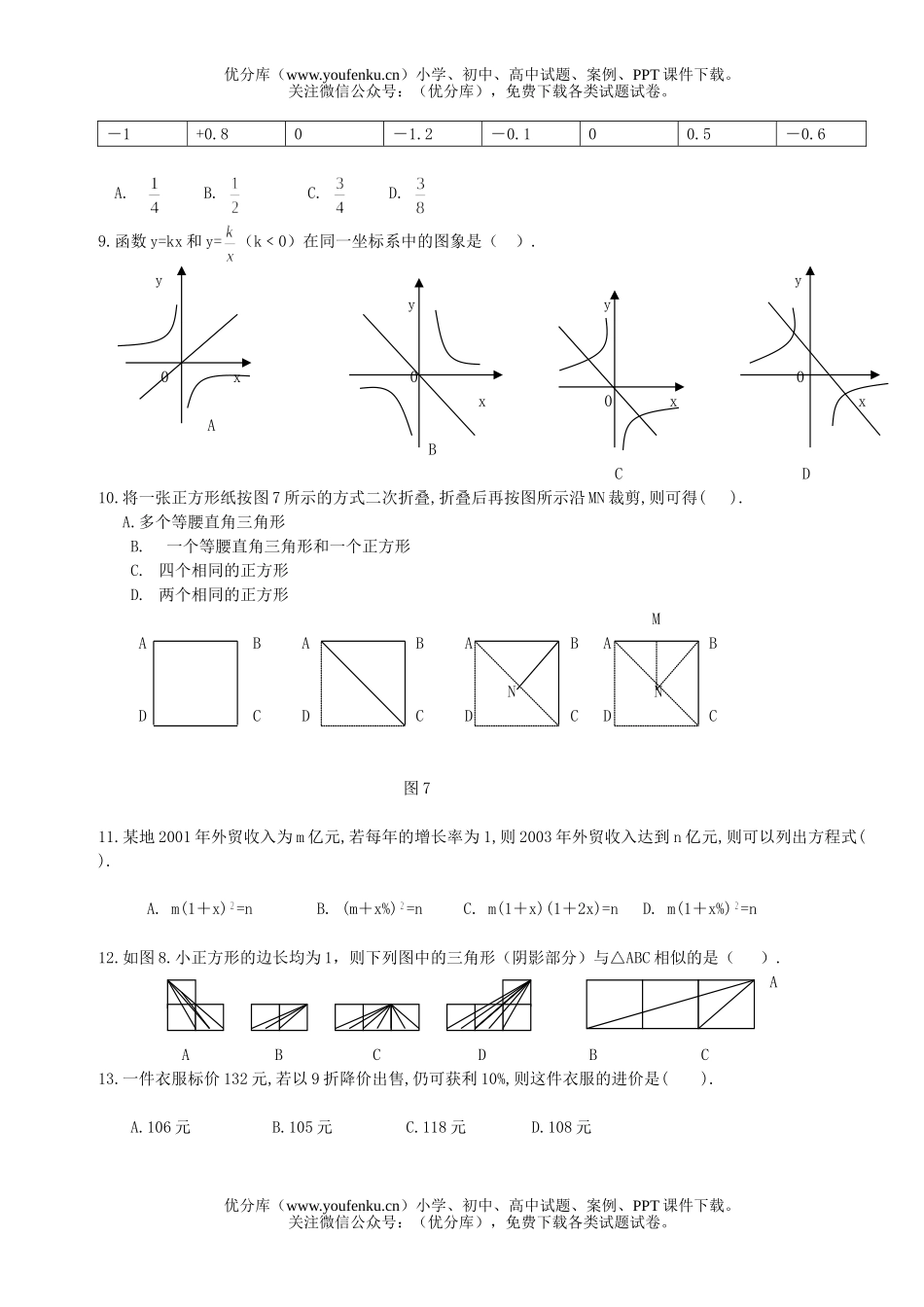 初中九年级数学广东省竞赛初赛试卷_第2页
