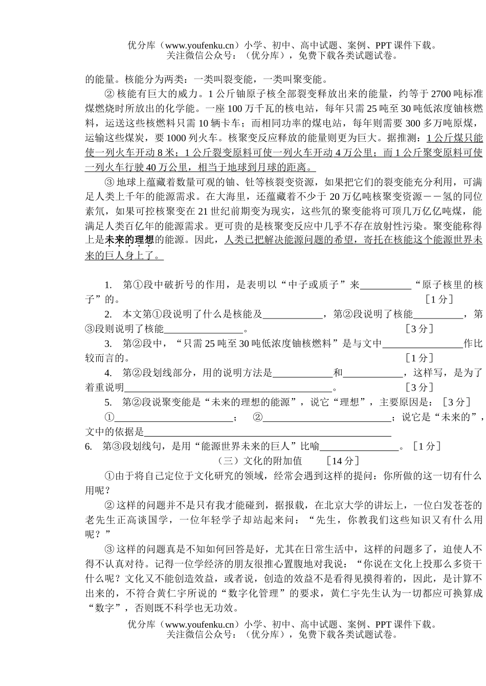 初中九年级语文课改区模拟试卷_第3页