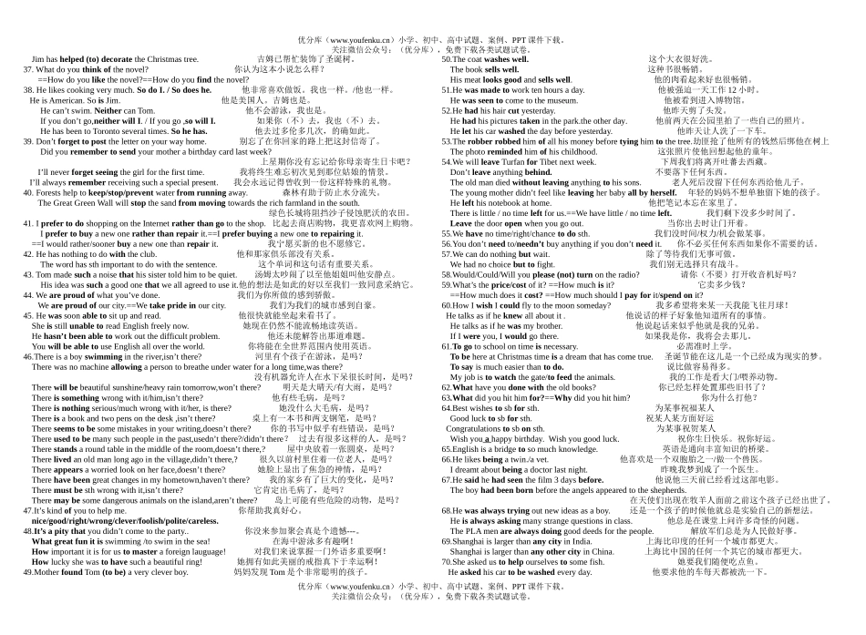 初中九年级英语上学期基本句型诵读108试卷_第2页