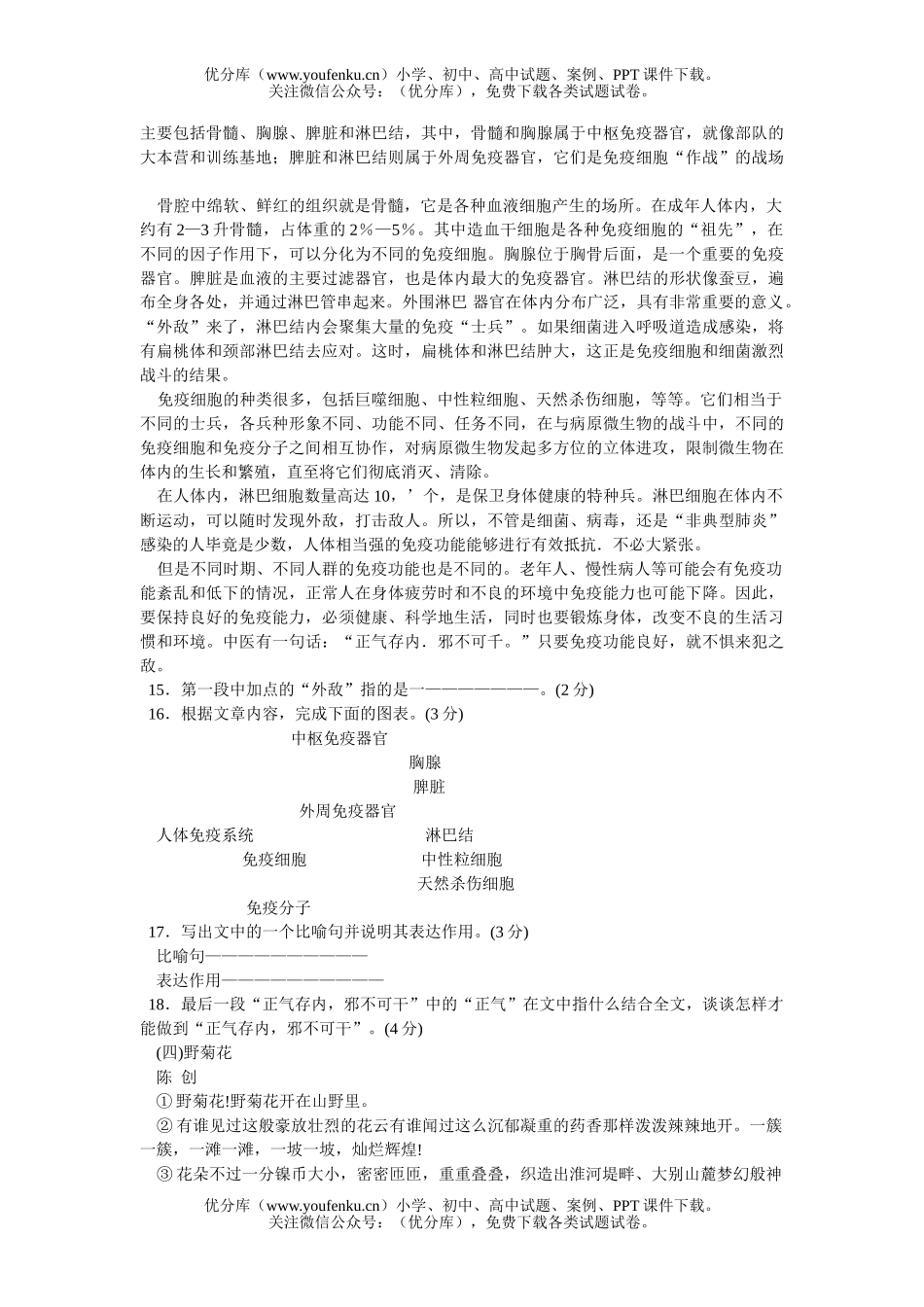 初中九年级语文中等学校招生考试卷_第3页