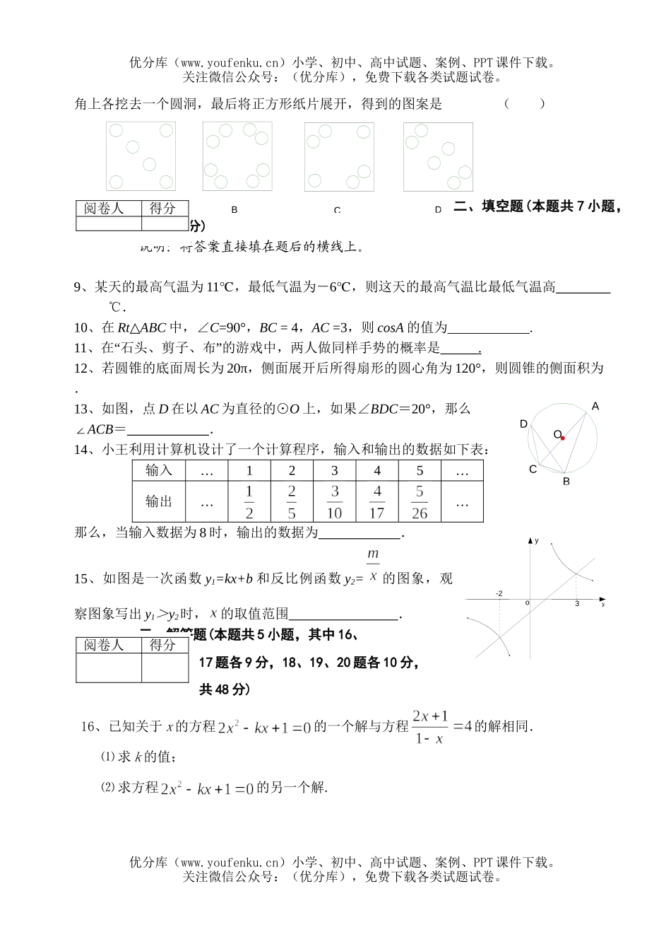 初中九年级数学2006年旅顺口区毕业升学统一考试及答案试卷_第2页
