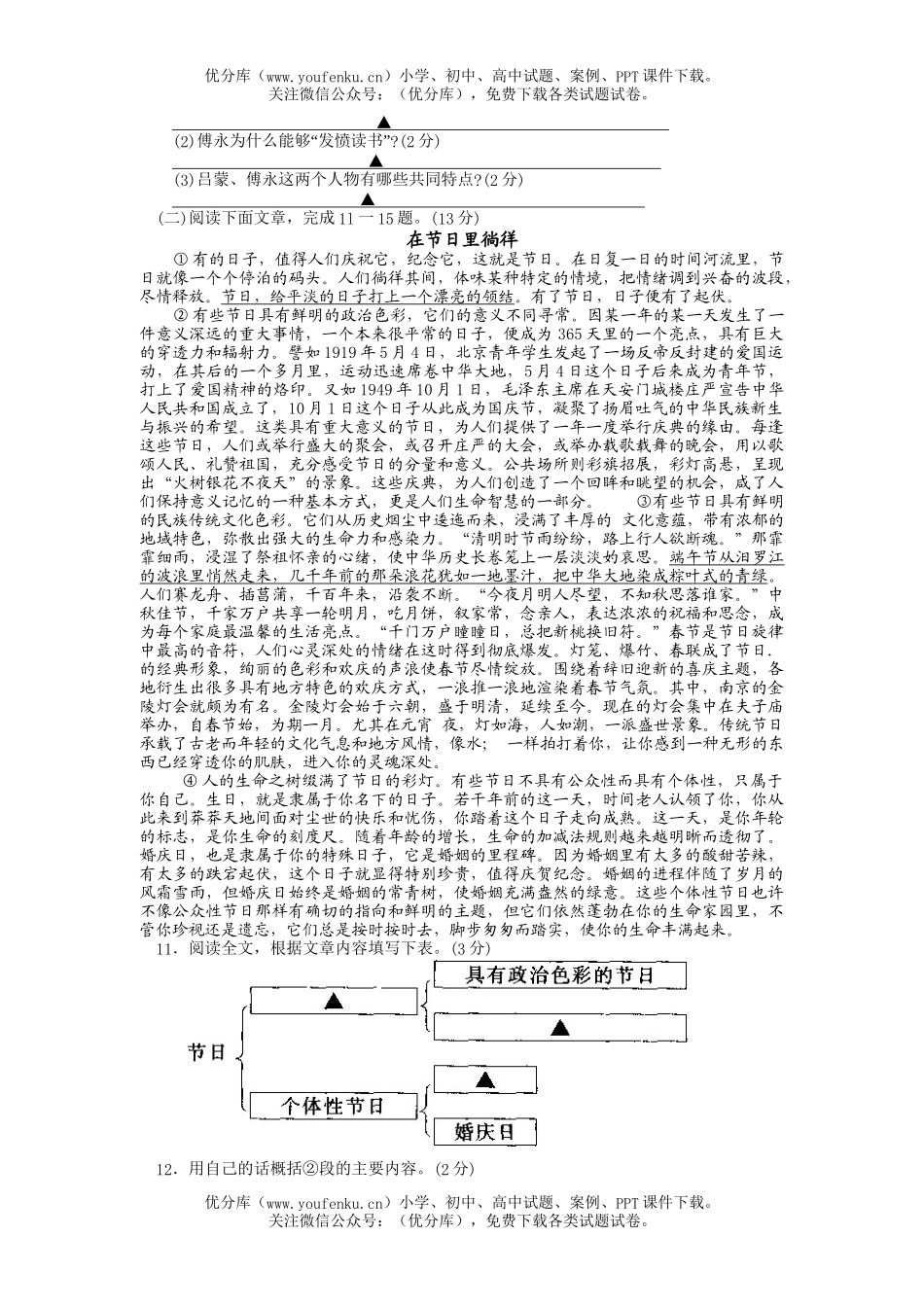 初中九年级语文毕业生学业考试卷_第3页
