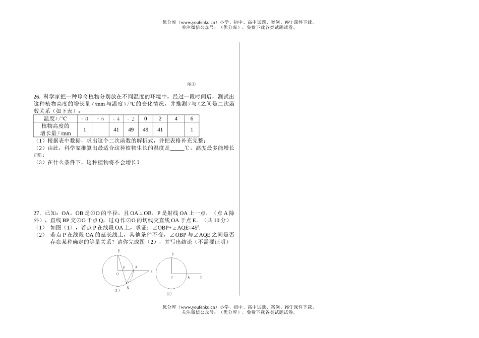 初中九年级数学第一学期期末模拟测试卷_第3页