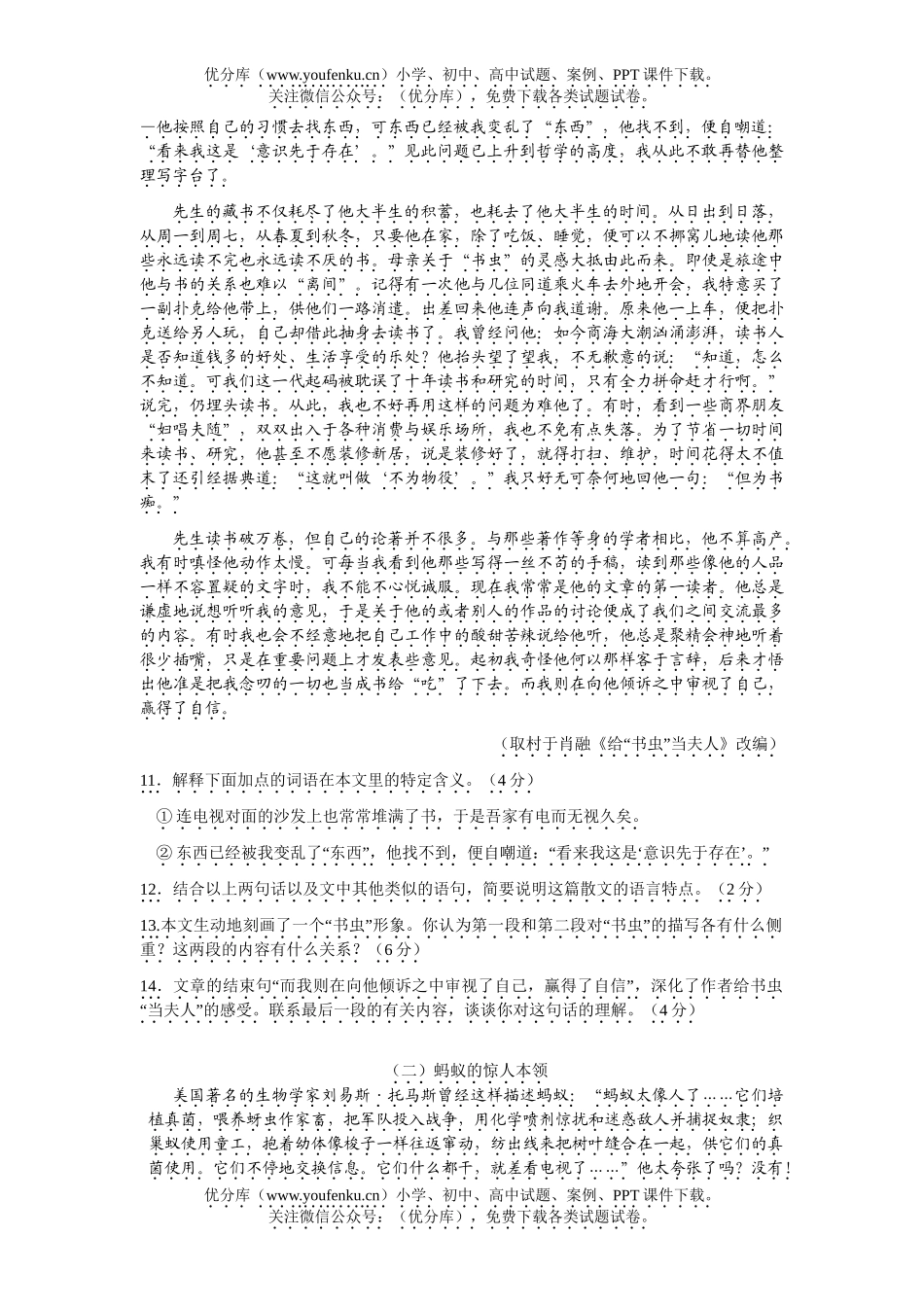 初中九年级语文中考模拟试卷_第3页
