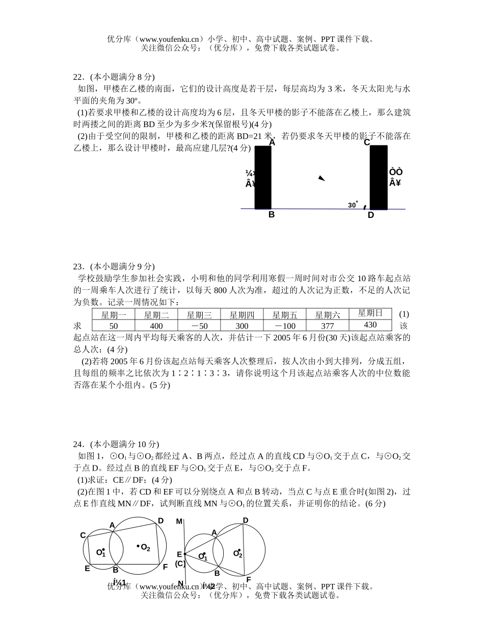 初中九年级数学内蒙古包头市招生考试及答案试卷_第2页