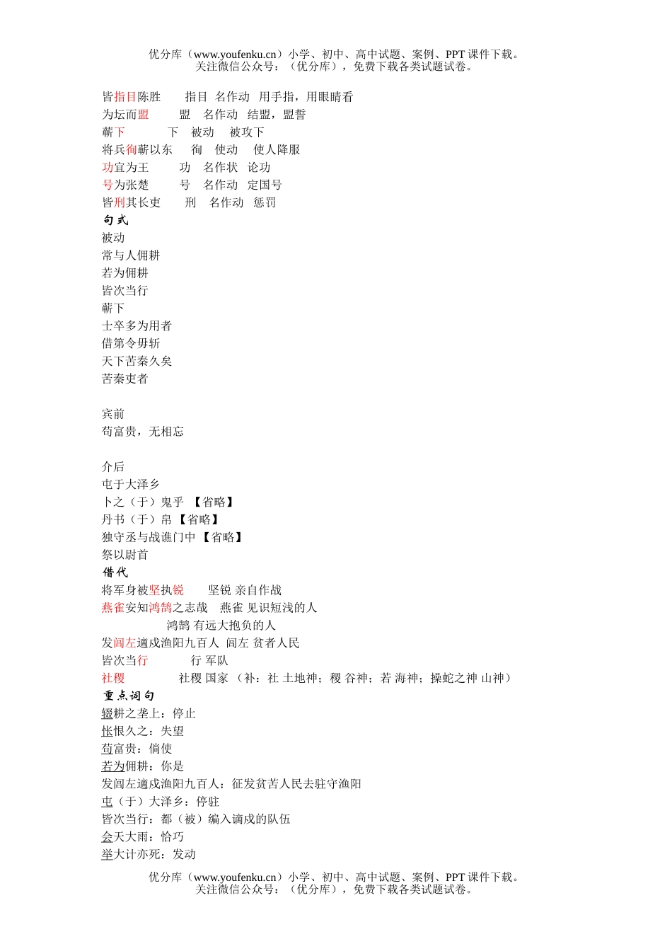 初中九年级语文上文言文总结试卷_第2页