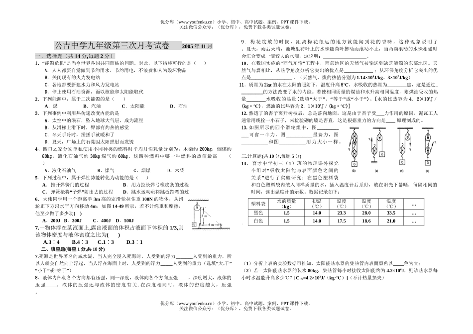 初中九年级物理单元测九  生活用电试卷_第1页