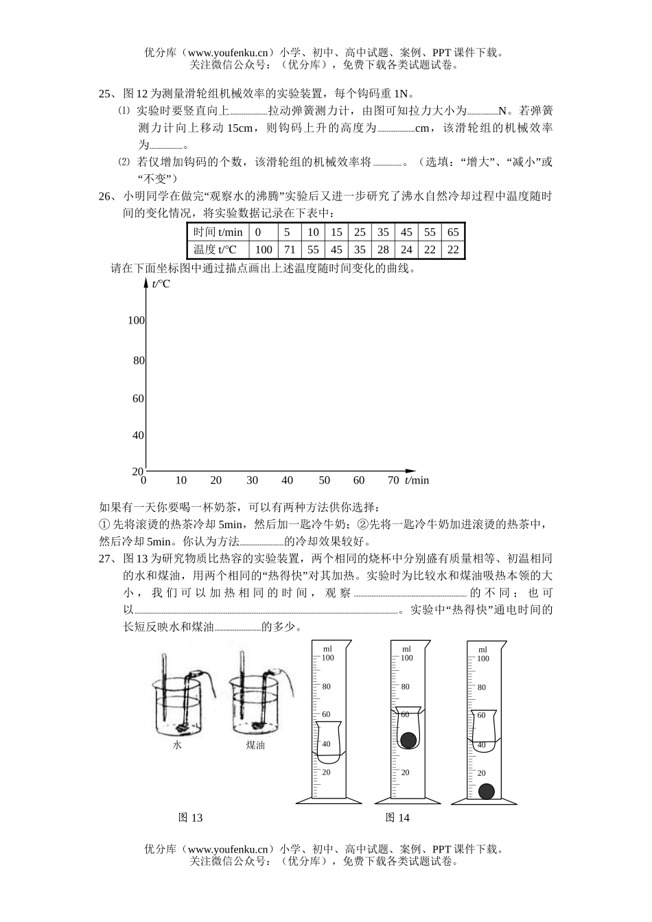 初中九年级物理南通市毕业、升学考试卷_第3页