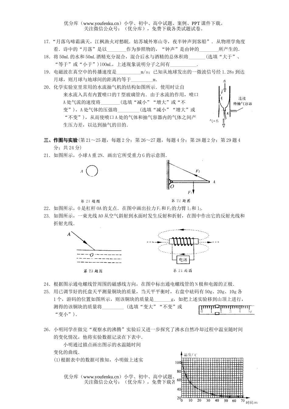 初中九年级物理苏州市答案试卷_第3页