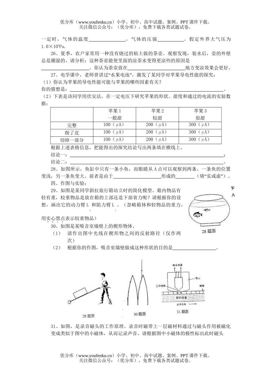 初中九年级物理湖北省黄冈市2004年升学统一考试理化试卷_第2页