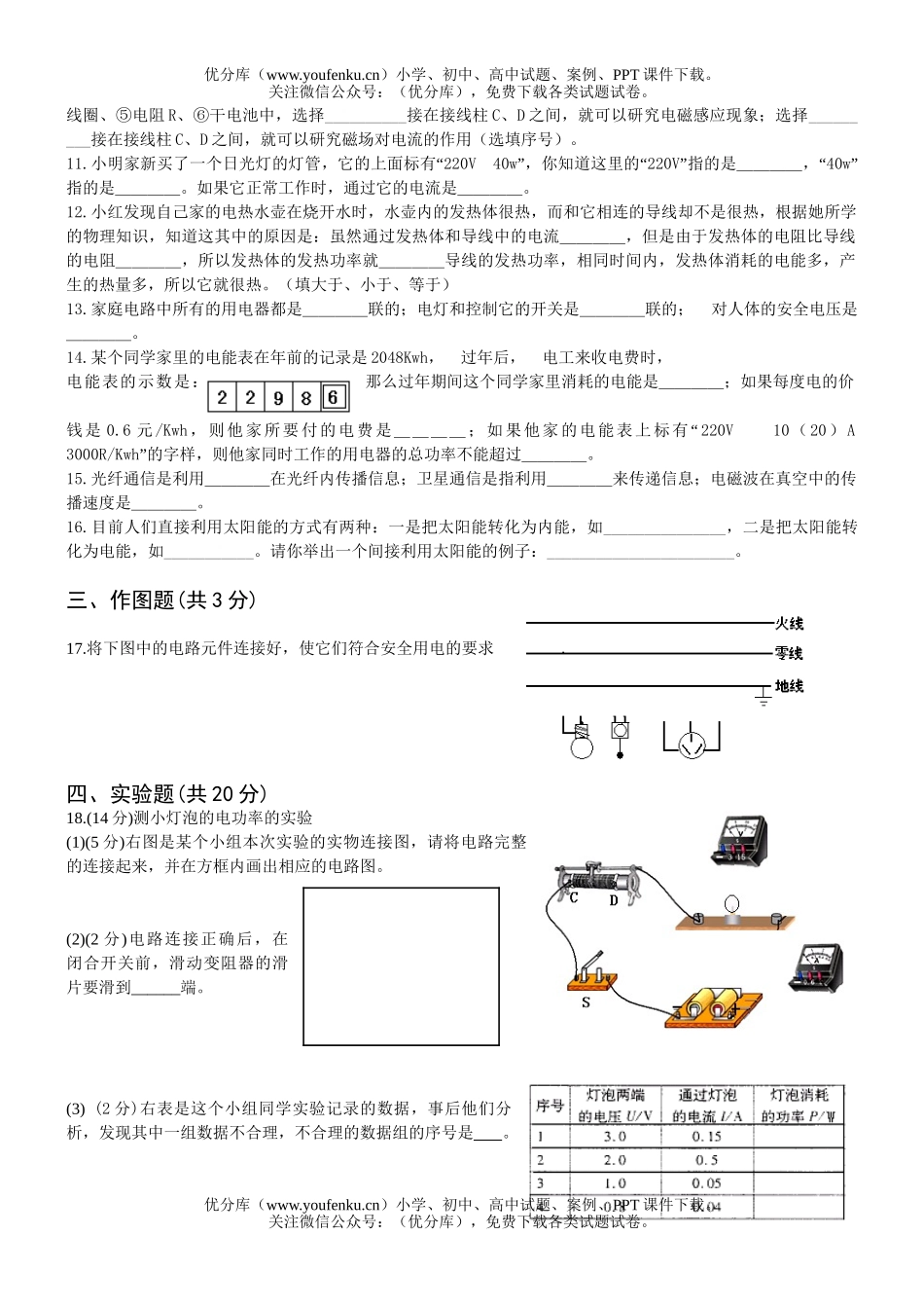 初中九年级物理3月月考试卷_第2页