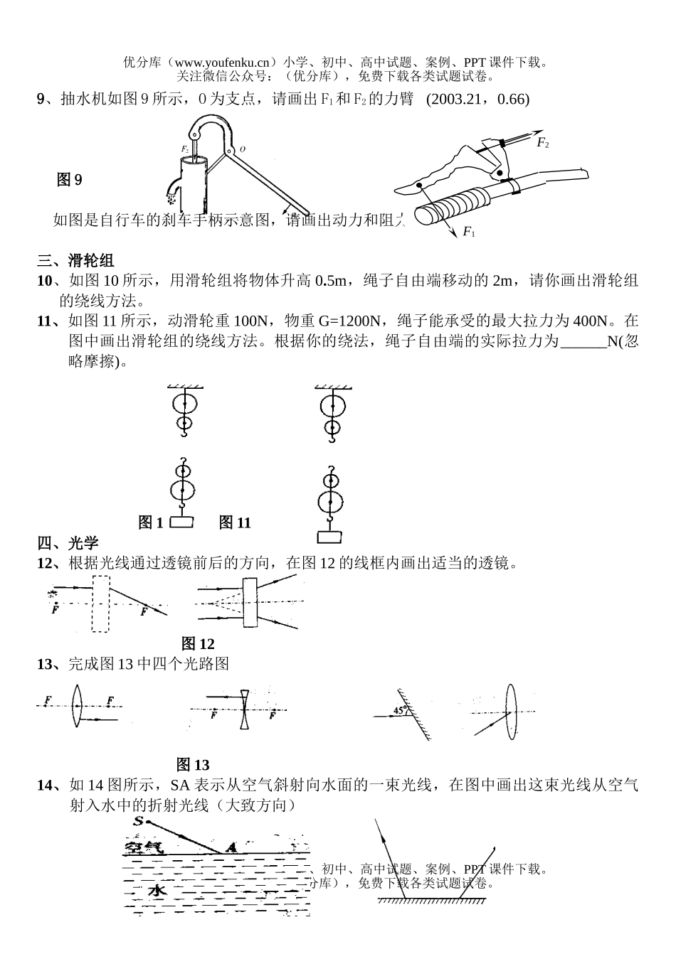 初中九年级物理作图专题训练[下学期]试卷_第2页