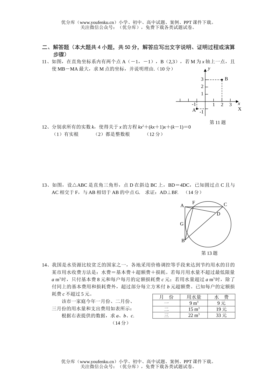 初中九年级数学招生试卷_第2页