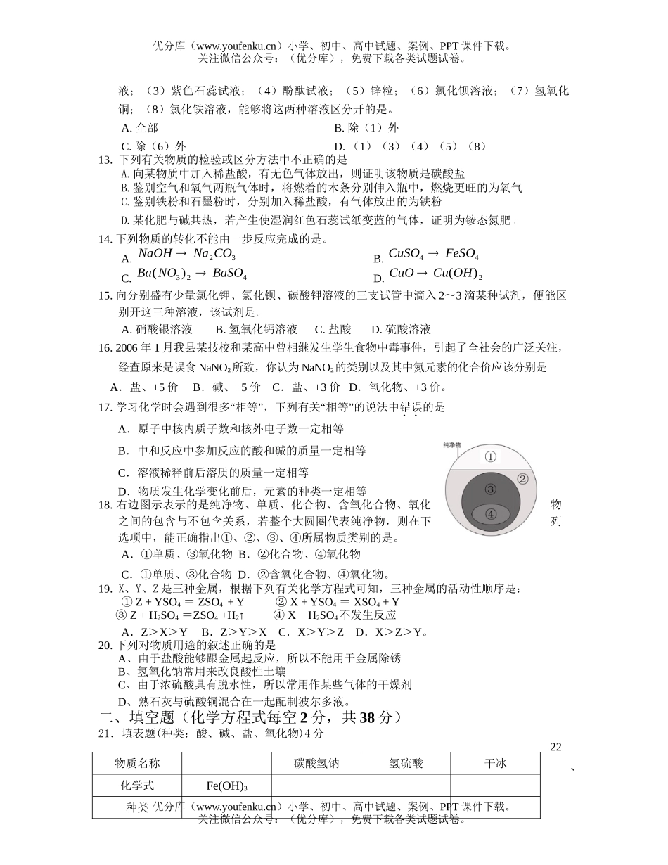 初中化学第二学期第一次模拟考试卷_第2页