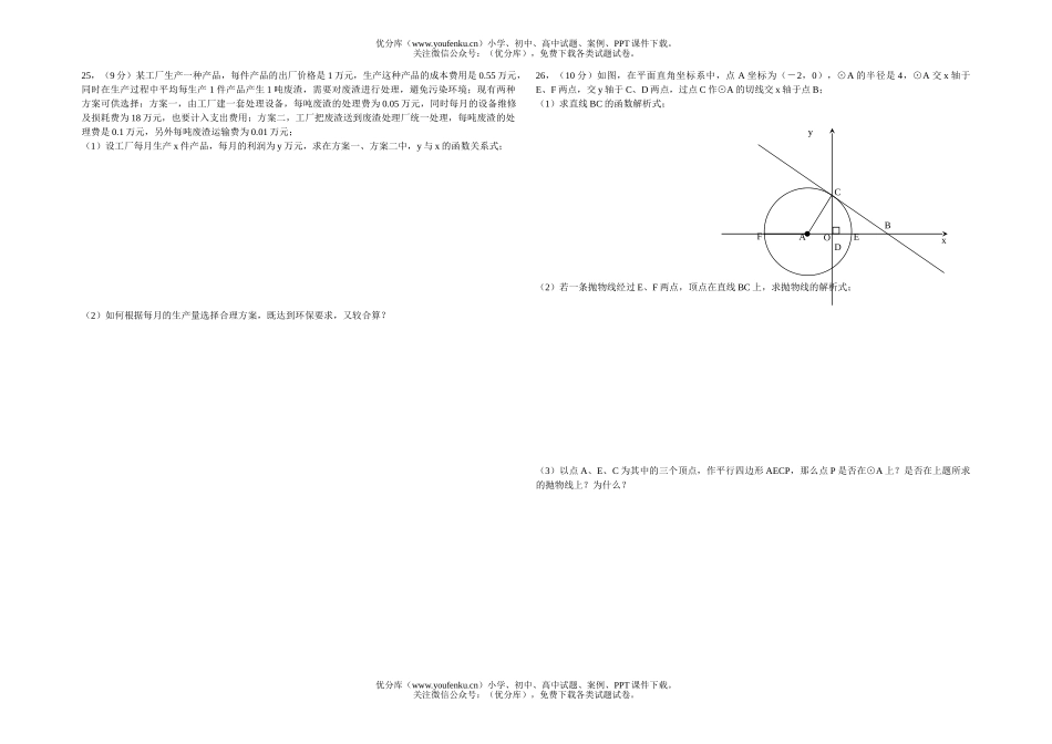 初中九年级数学中考冲刺模拟测(五)试卷_第2页