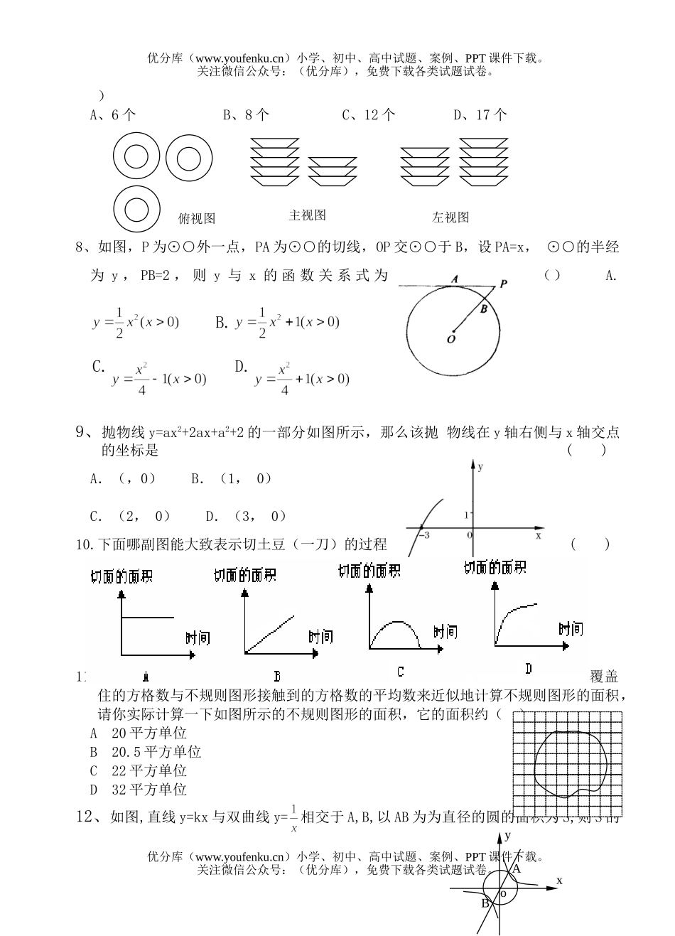 初中九年级数学模拟(二)A试卷_第2页