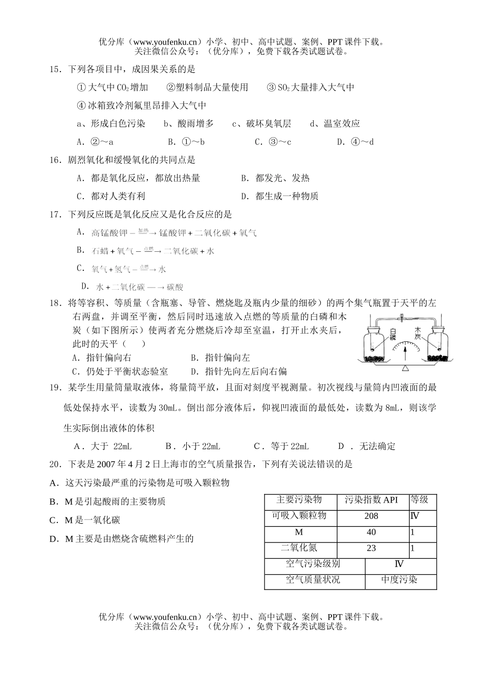 初中化学第二学期调研试卷_第3页