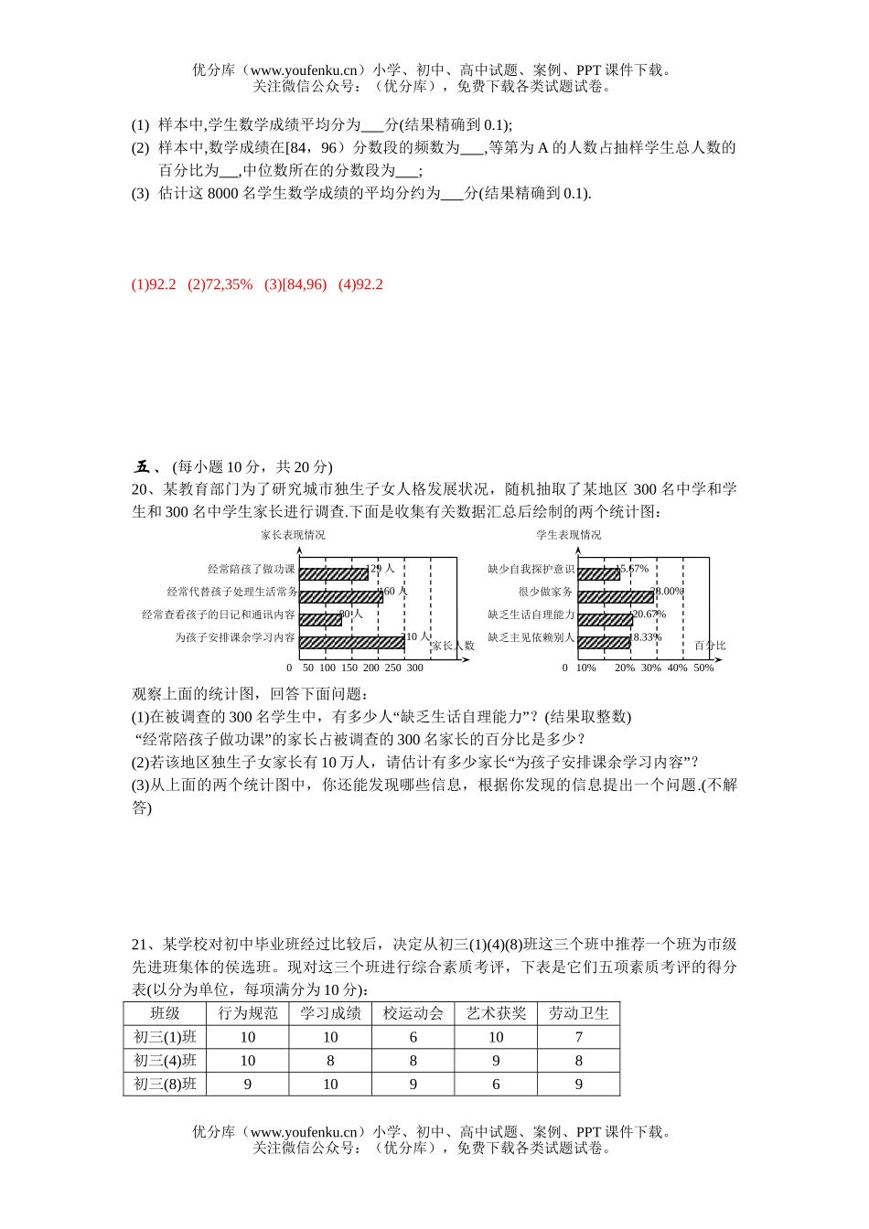 初中九年级数学统计试卷_第2页