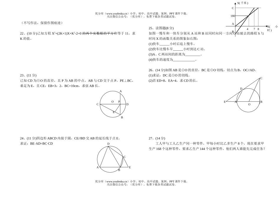 初中九年级数学上学年期中考试卷_第2页