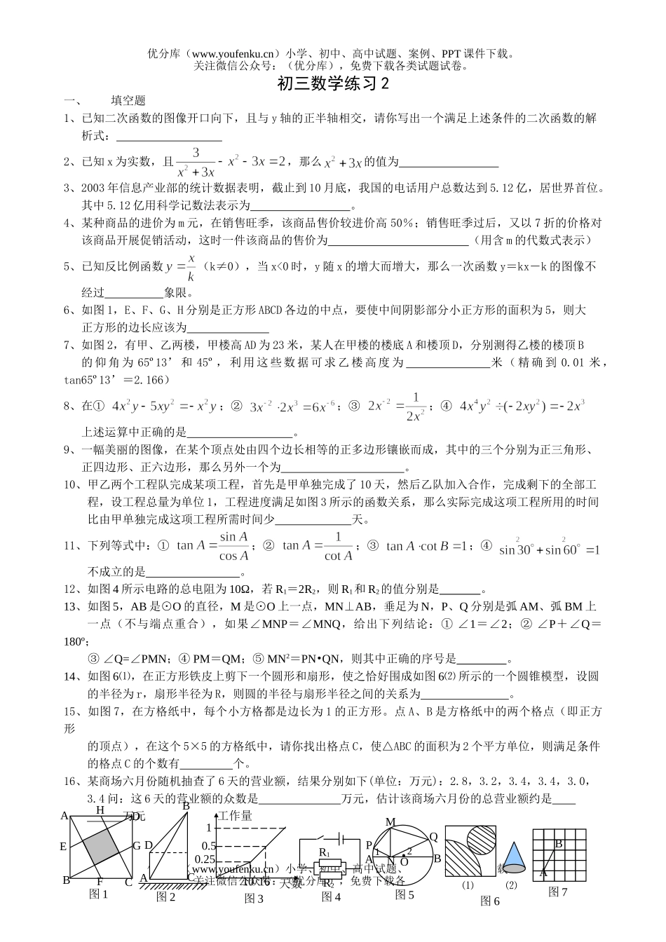 初中九年级数学练习2试卷_第1页