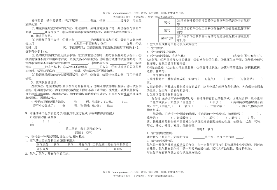 初中化学上学期1-7单元全套复习试卷_第2页