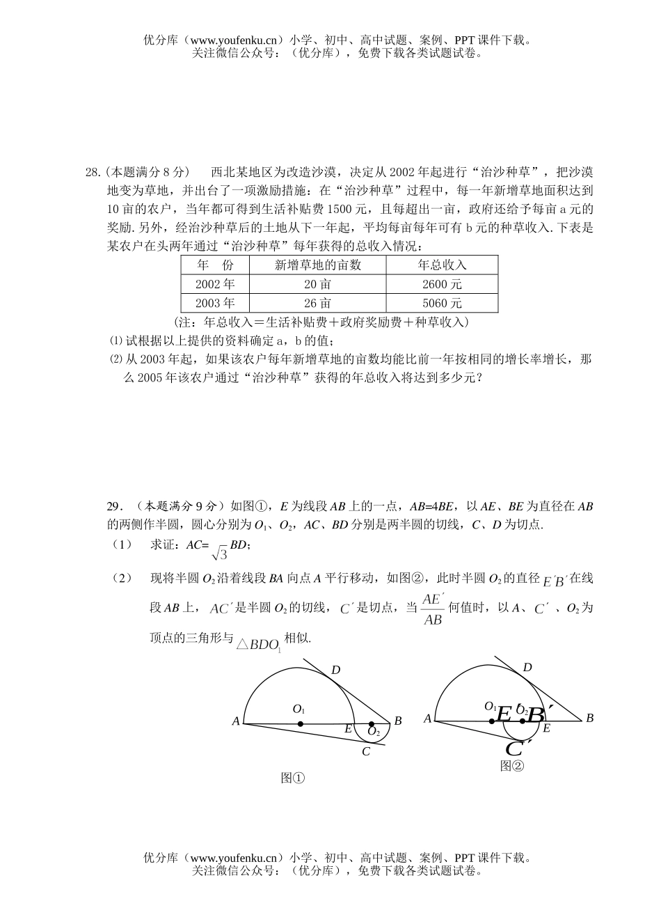 初中九年级数学周考试卷_第3页