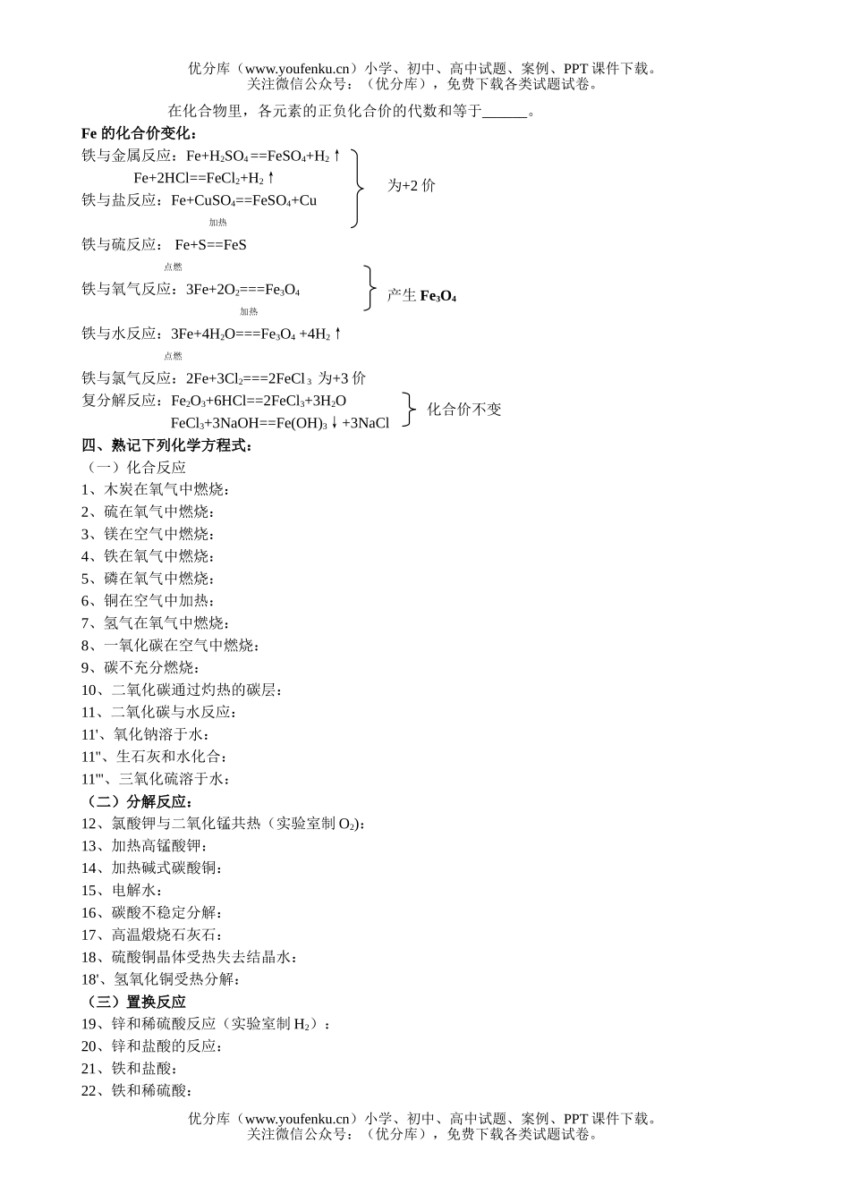 初中化学自然中部分的知识疯狂背(学生用)试卷_第2页