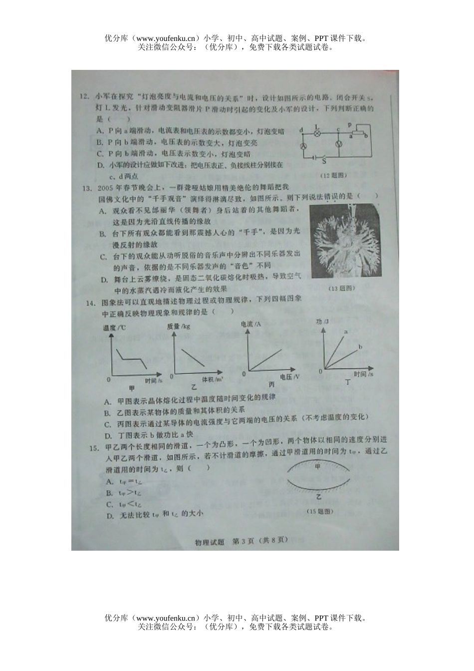 初中九年级物理山东省菏泽市中等学校招生考试及答案试卷_第3页