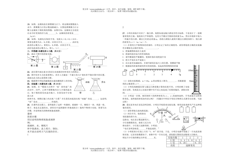初中九年级物理中考模拟3试卷_第2页