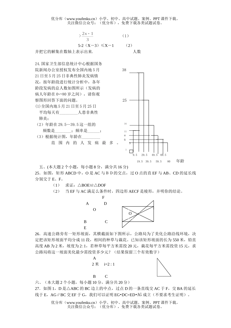 初中九年级数学毕业会考试卷_第3页