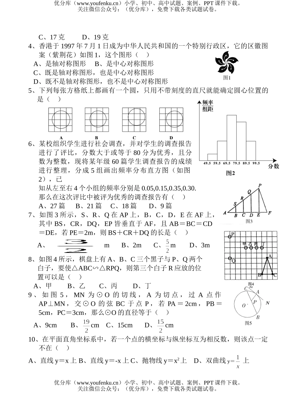 初中九年级数学综合测试卷_第2页