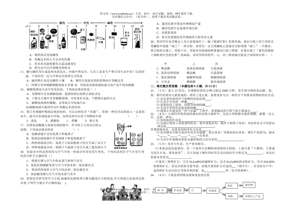 初中化学初期末考试3试卷_第2页