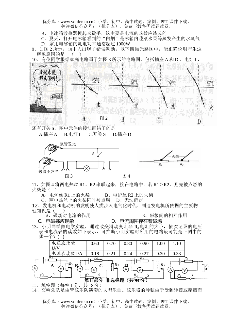 初中九年级物理第一次模拟考试卷_第2页