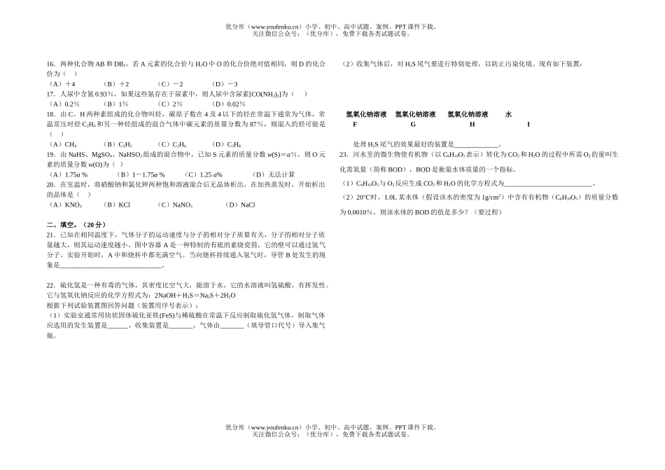 初中化学特训班测(海淀)试卷_第2页