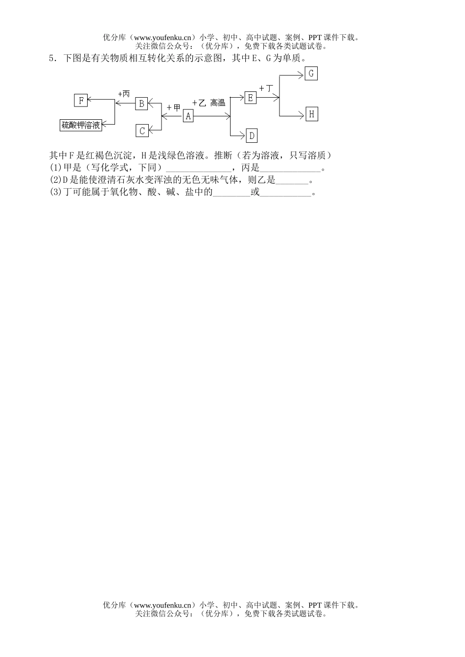 初中化学物质的鉴别、推断、除杂专题试卷_第2页