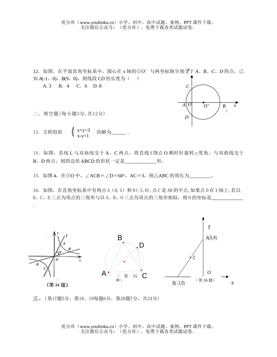 初中九年级数学一模试卷_第2页