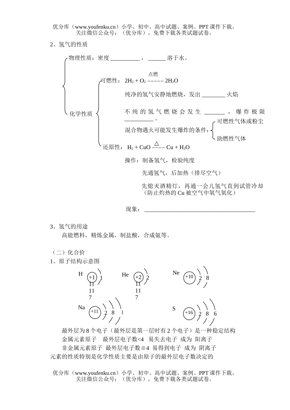 初中化学第三章水氢(复习)试卷_第3页