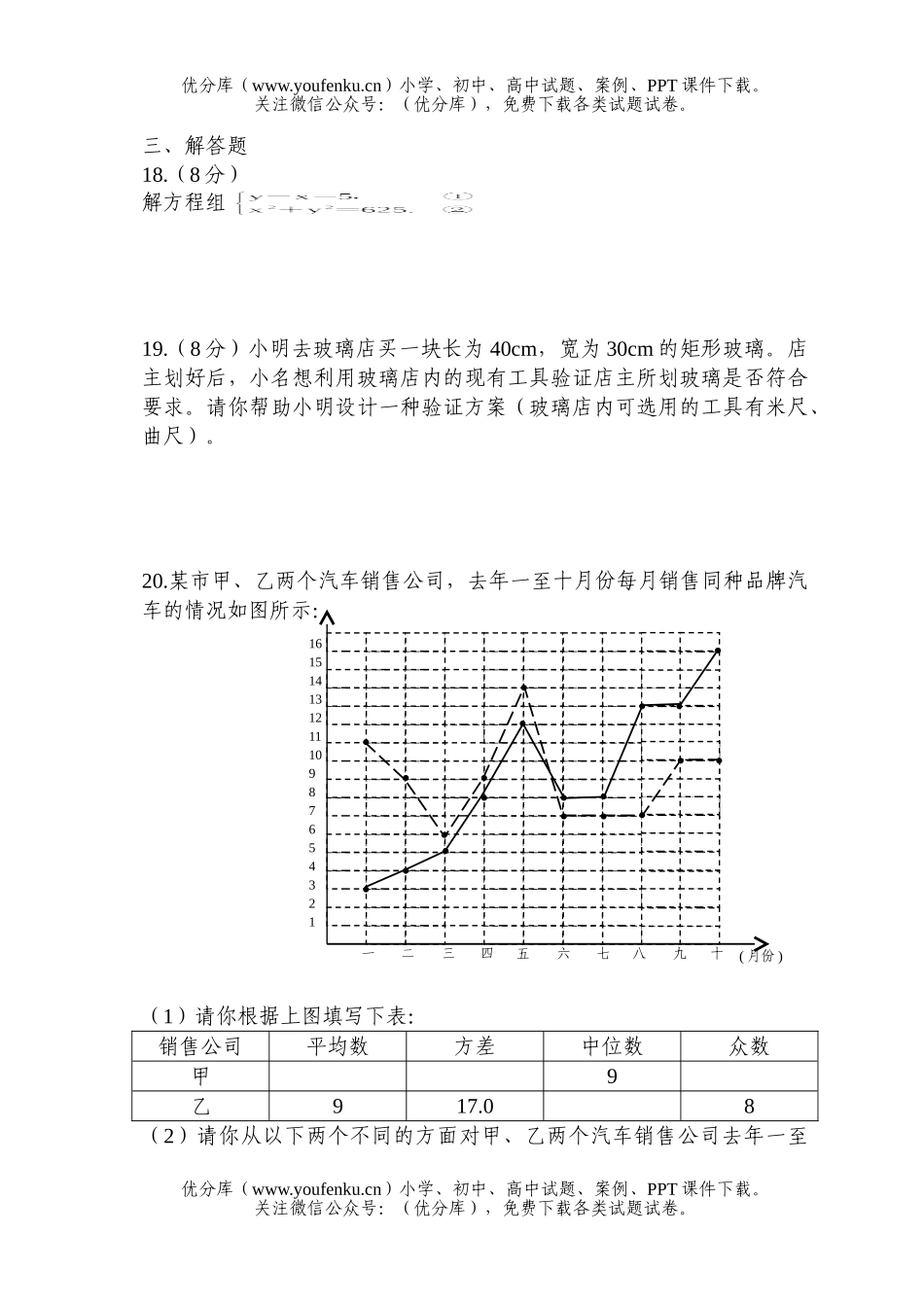 初中九年级数学中等学校招生考试卷_第2页