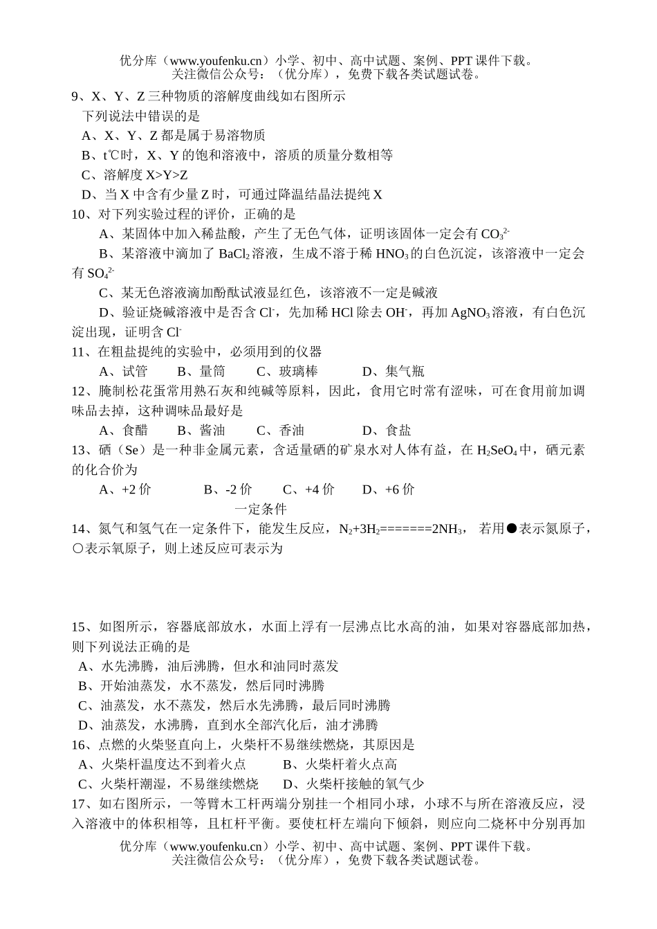 初中化学全真模拟试卷_第2页