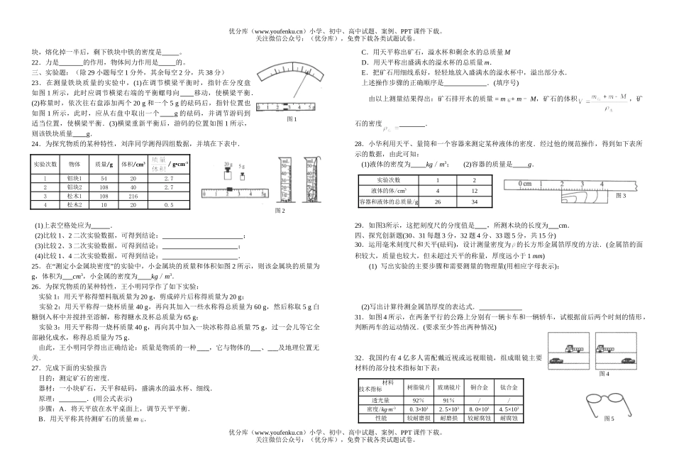 初中九年级物理第一学月测试卷_第2页