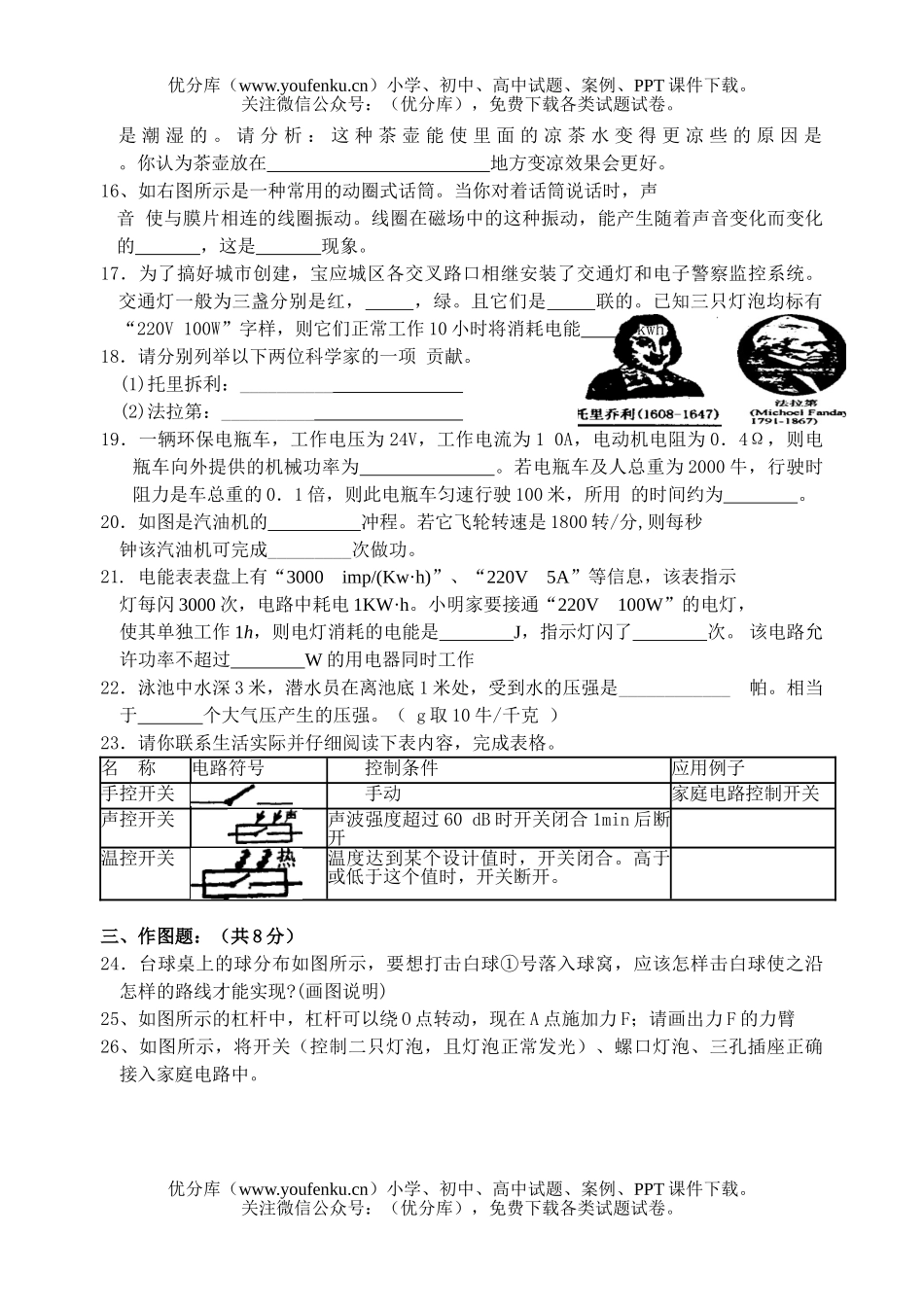 初中九年级物理三模试卷_第3页